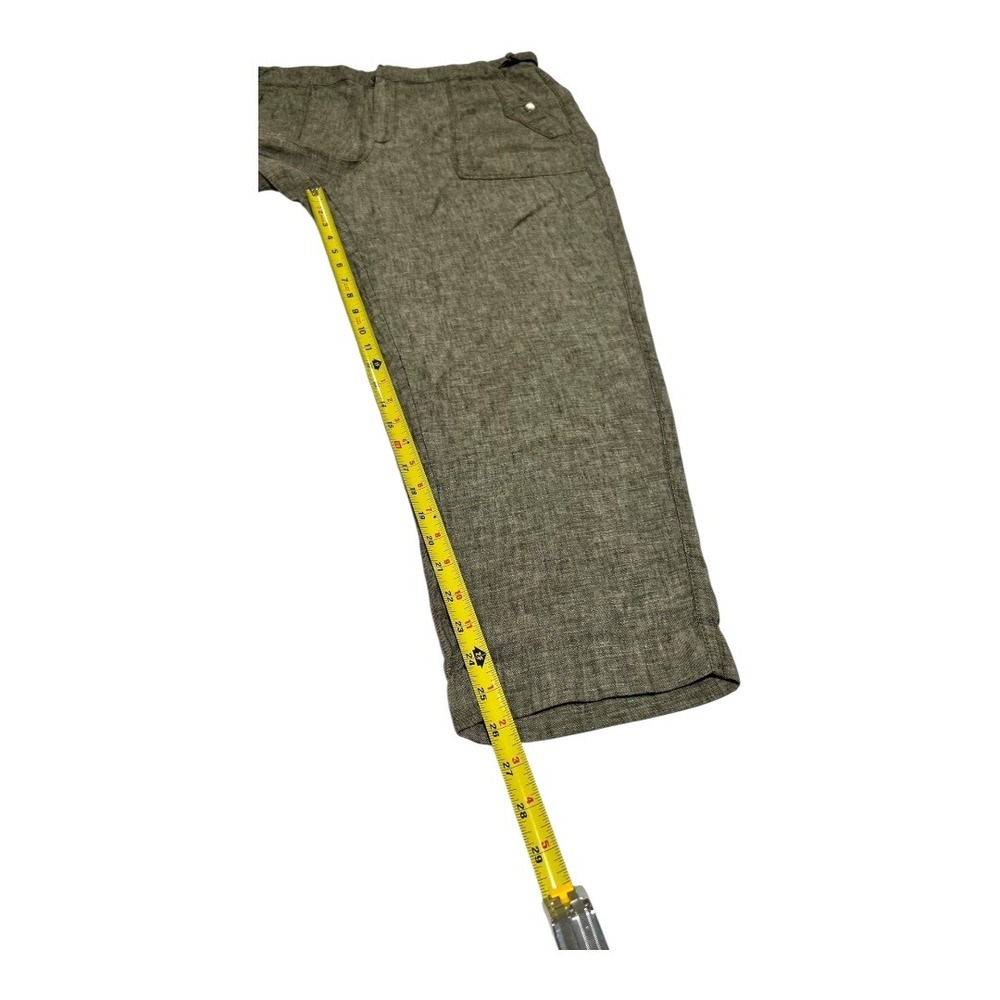 Athleta Voyager Linen Pants Women's 16 Olive Green Cropped Adjustable Waist - Picture 6 of 16